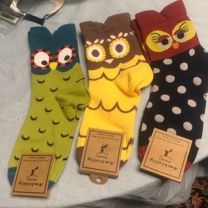 3 Adult pairs of owl socks